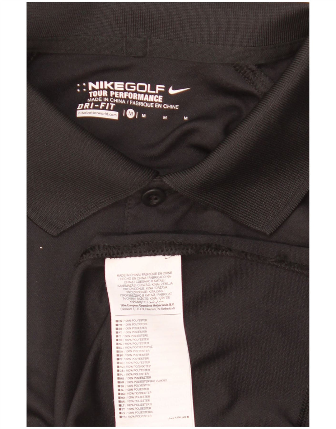 Nike Mens Dri Fit Graphic Polo Shirt Medium Black Polyester