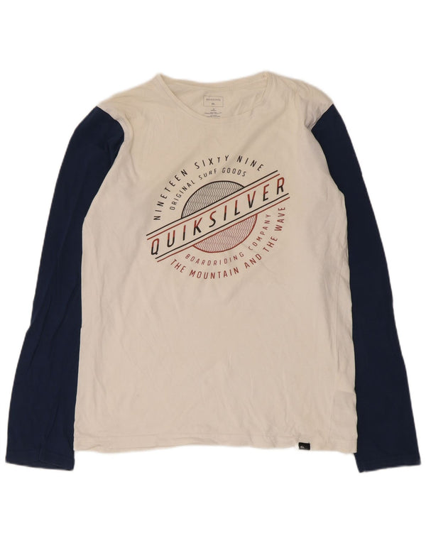 Quiksilver Boys Graphic Top Long Sleeve 15-16 Years White Colourblock