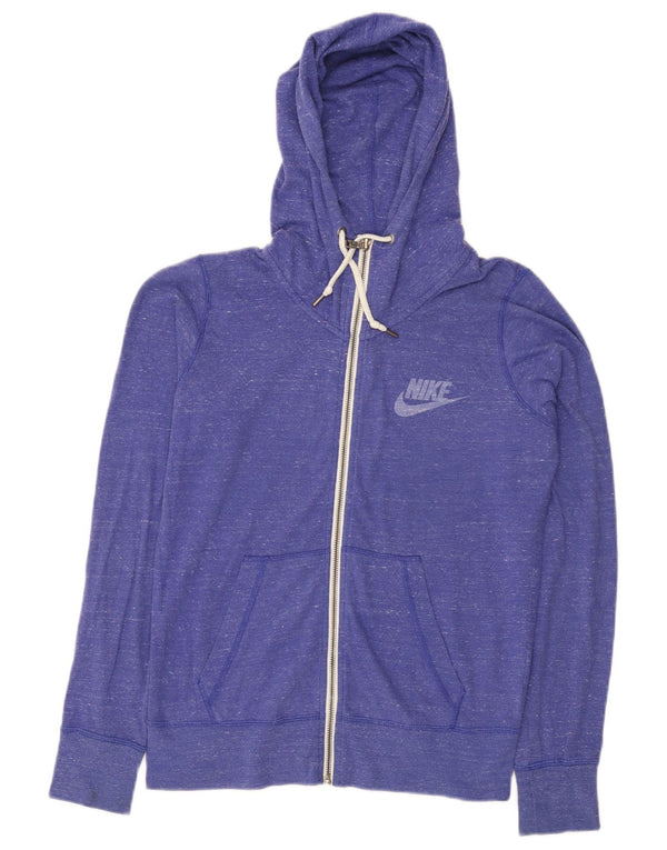 Nike Womens Zip Hoodie Sweater UK 12 Medium Purple Flecked Cotton
