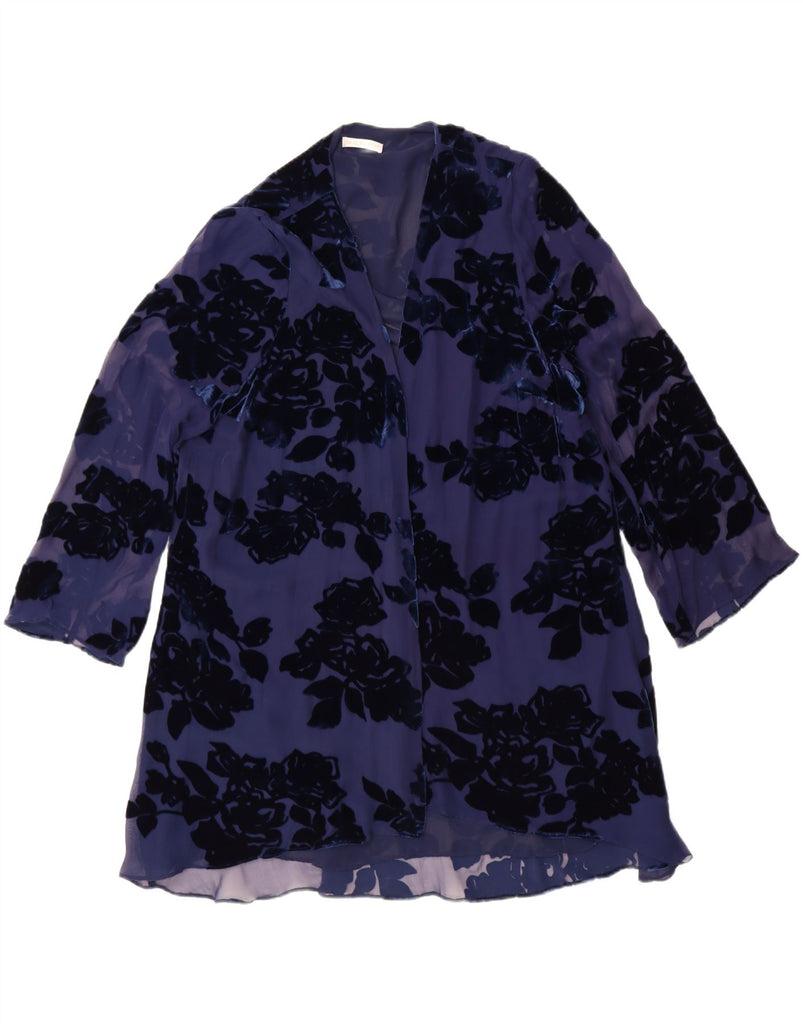 JACQUES VERT Womens Longline Cardigan Top UK 20 2XL Navy Blue Floral Vintage Jacques Vert and Second-Hand Jacques Vert from Messina Hembry 