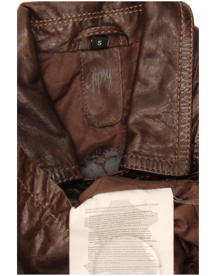 Gipsy Womens Leather Coat UK 10 Small Brown