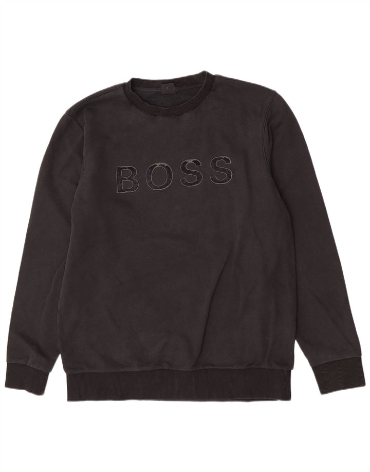 Hugo Boss Mens Graphic Regular Fit Sweatshirt Jumper Large Black Cotton