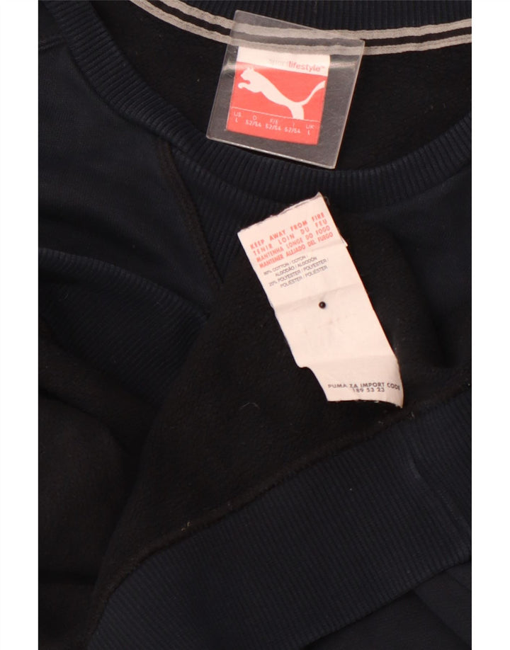 PUMA Mens Graphic Sweatshirt Jumper Large Navy Blue Cotton