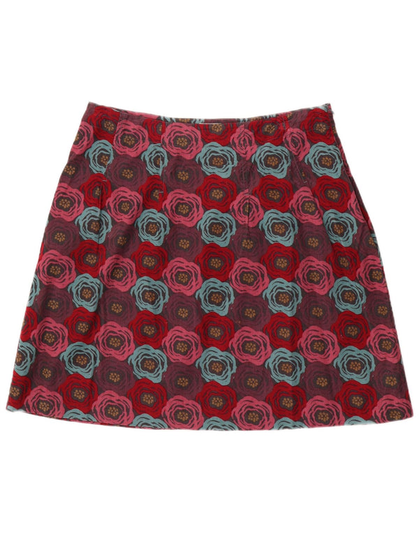 Seasalt Womens Corduroy Skirt UK 14 Large W34 Burgundy Floral Cotton