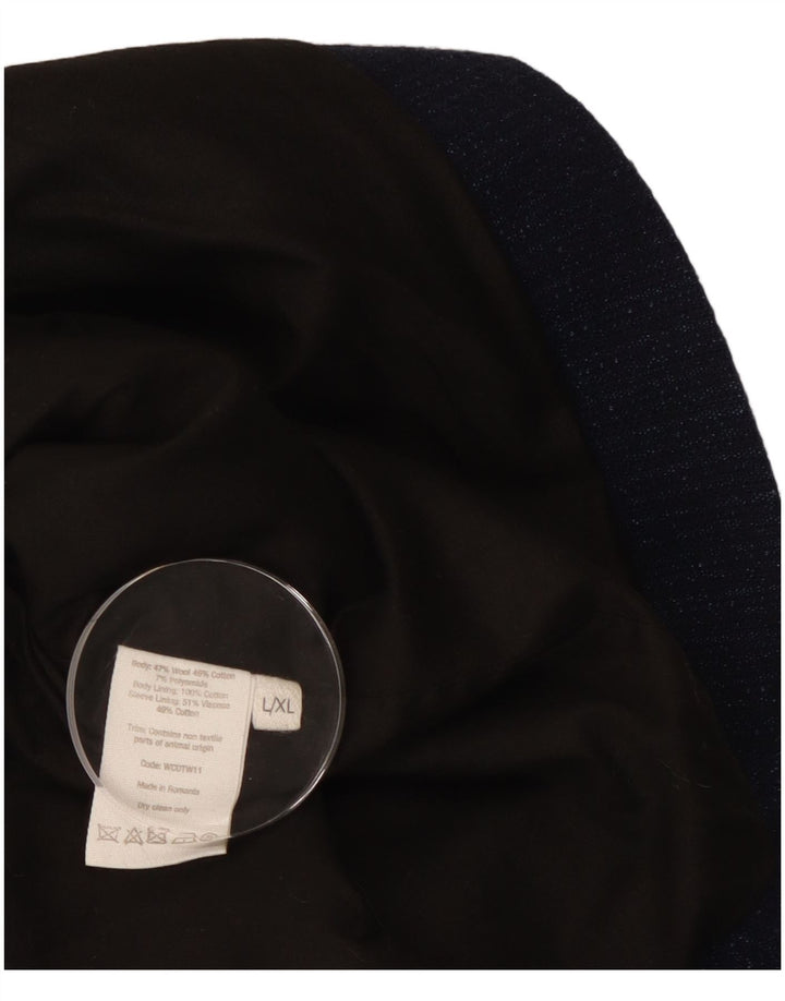 Toast Womens Overcoat UK 18 XL Navy Blue Striped Wool
