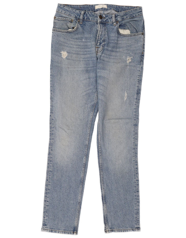 Reiss Mens Distressed Slim Jeans W32 L30 Blue Cotton