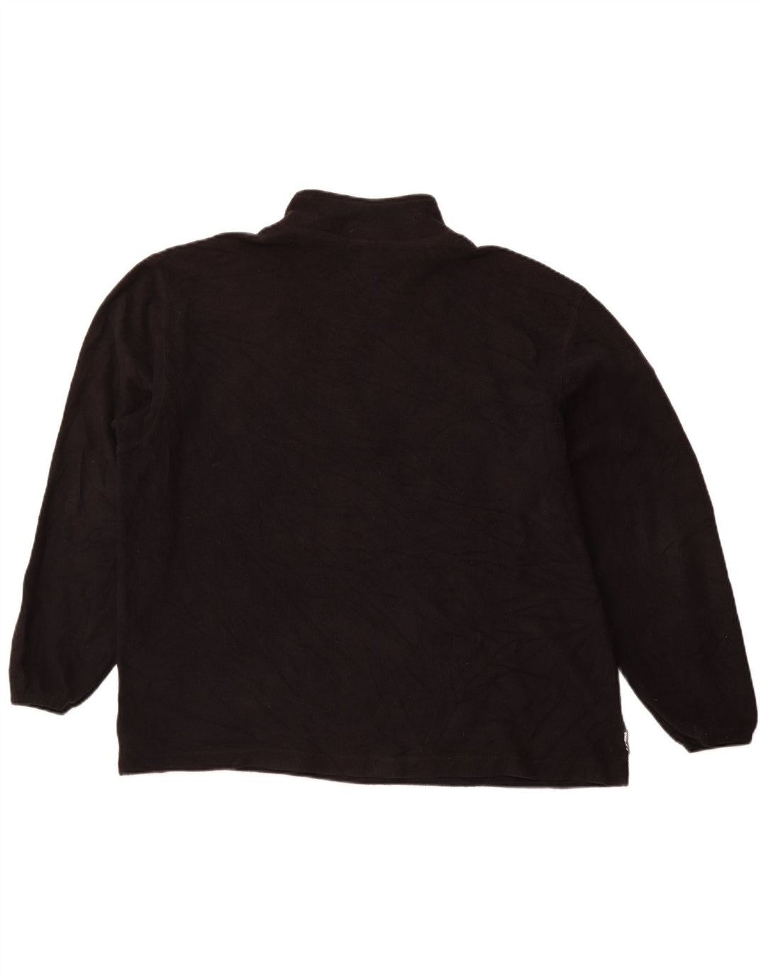 STARTER Mens Zip Neck Fleece Jumper Large Black Polyester Sports