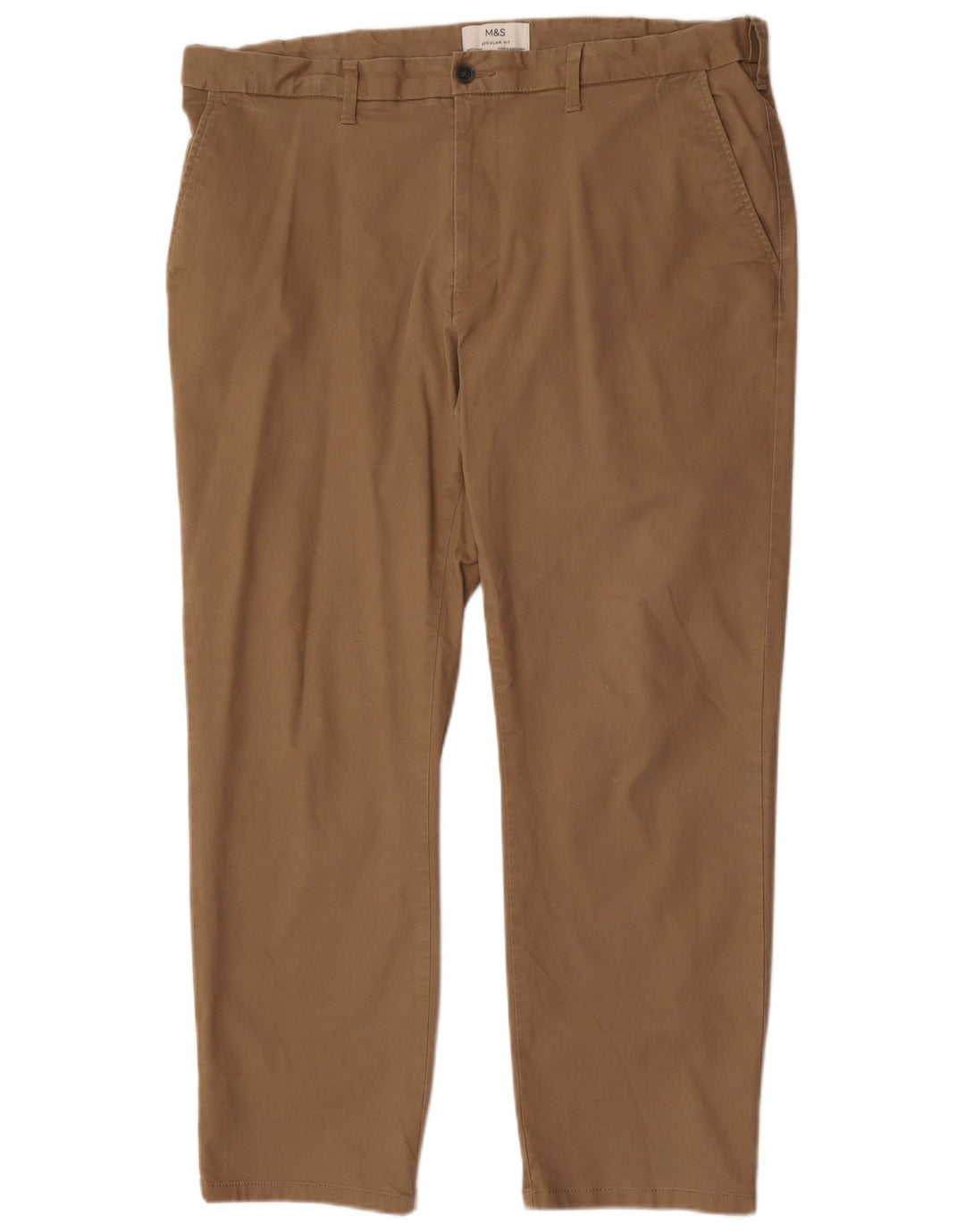 Marks & Spencer Mens Straight Regular Fit Chino Trousers W40 L29 Beige