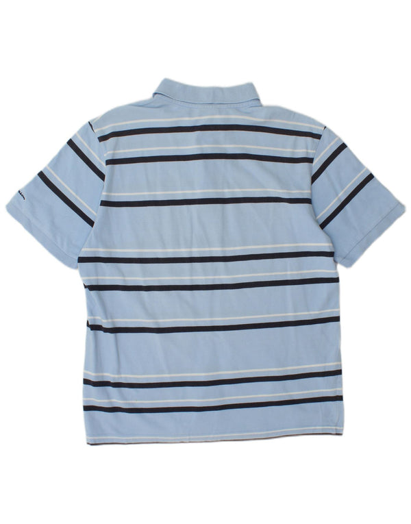 Champion Mens Polo Shirt Large Blue Striped Cotton