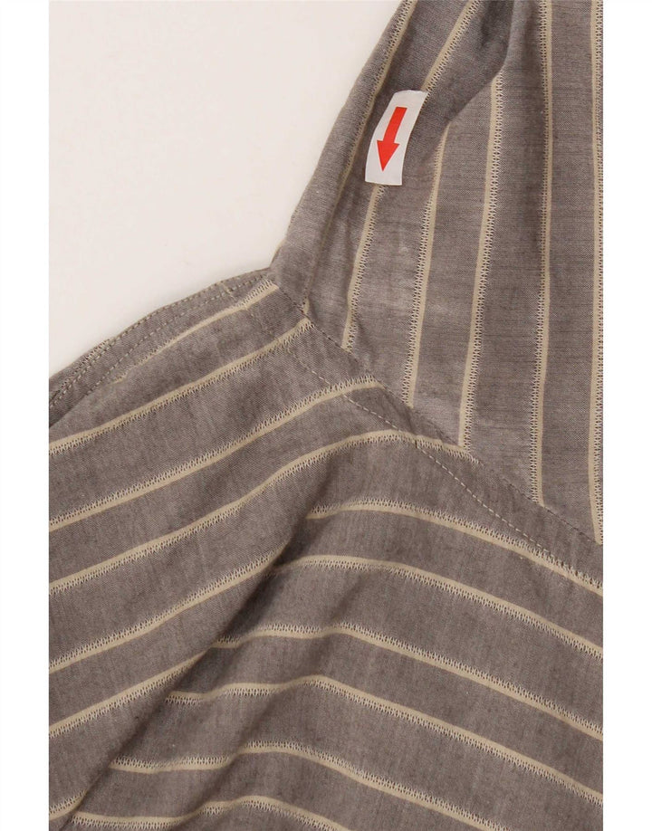 Hugo Boss Mens Shirt Large Grey Striped Cotton