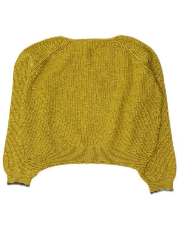 White Stuff Womens Crop V-Neck Jumper Sweater UK 12 Medium Yellow