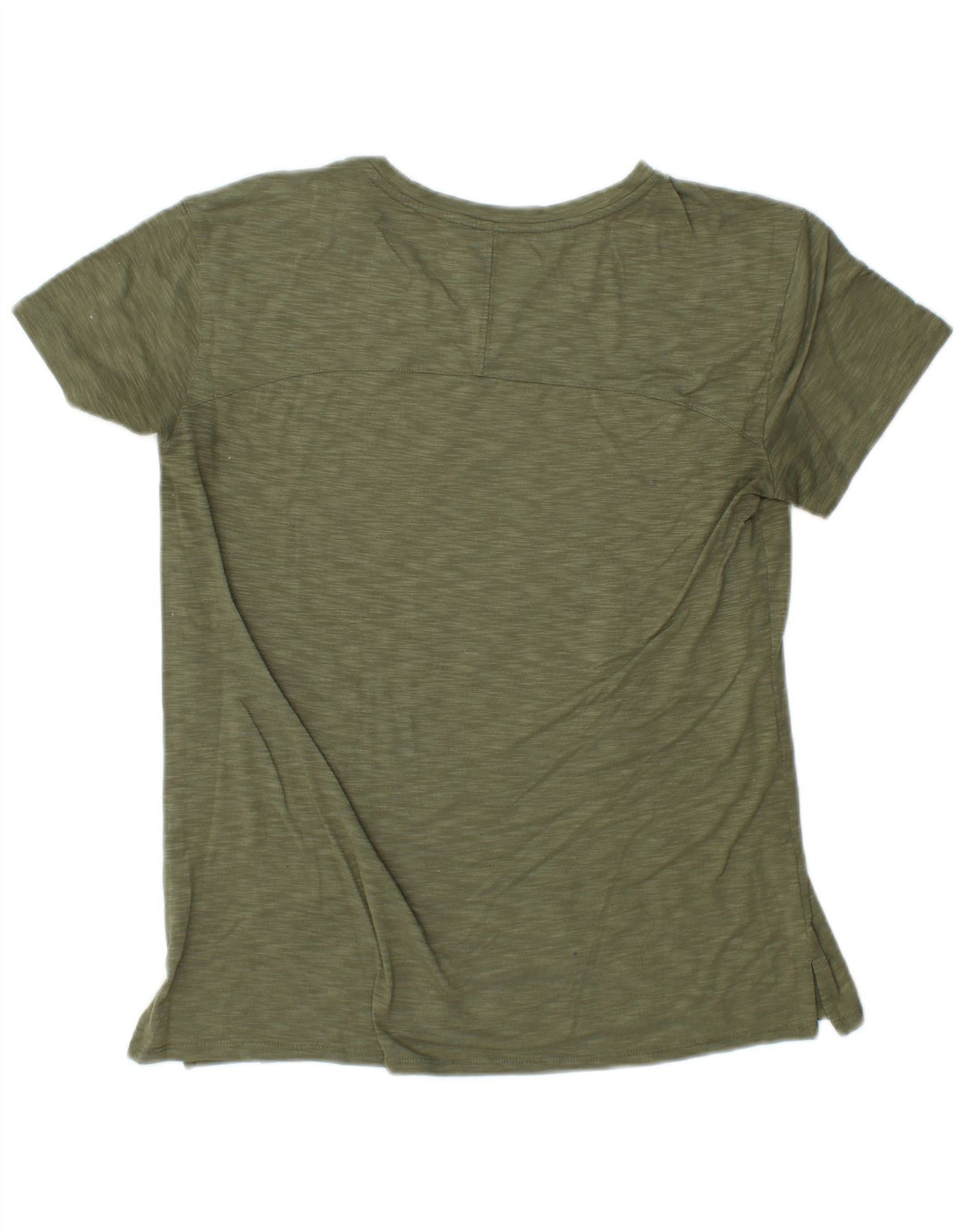 L.L.BEAN Womens T-Shirt Top UK 10 Small Khaki Flecked Polyester