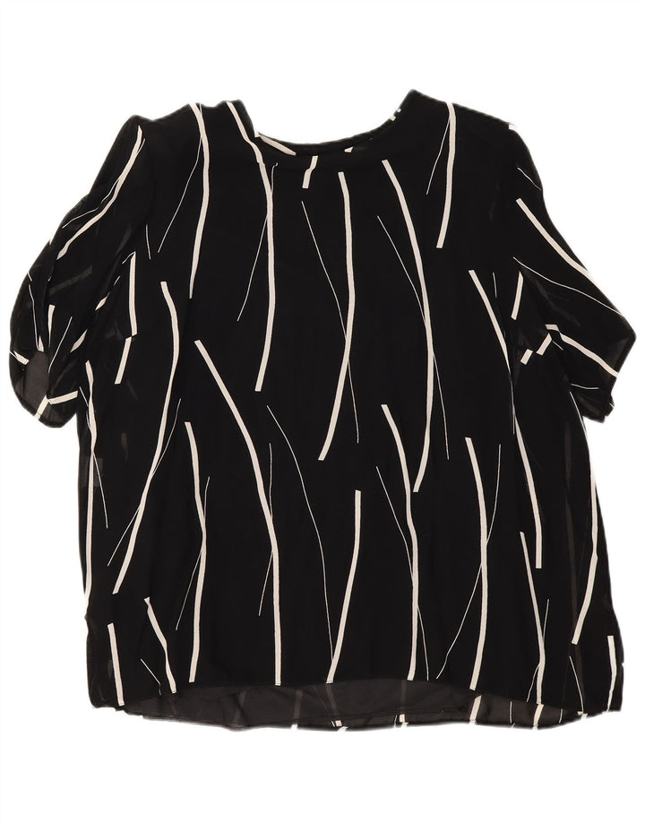 Vintage Womens Blouse Top UK 18 XL Black Striped
