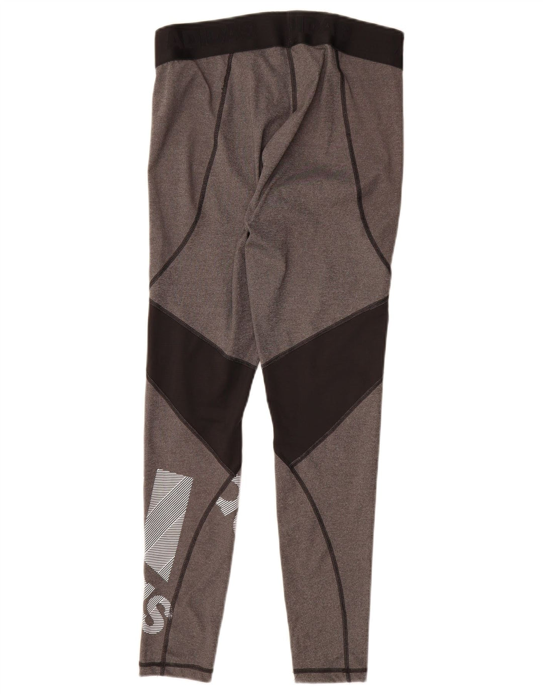 Adidas Womens Graphic Leggings UK 12/14 Medium Grey Colourblock Polyester