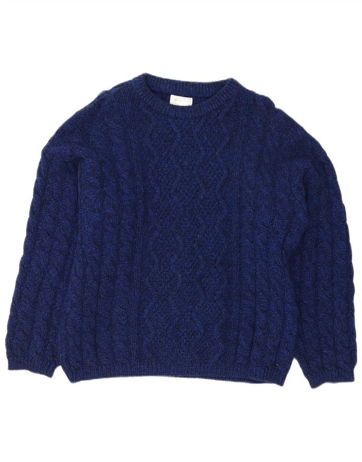 Benetton Mens Boat Neck Jumper Sweater IT 50 Medium Navy Blue Virgin Wool