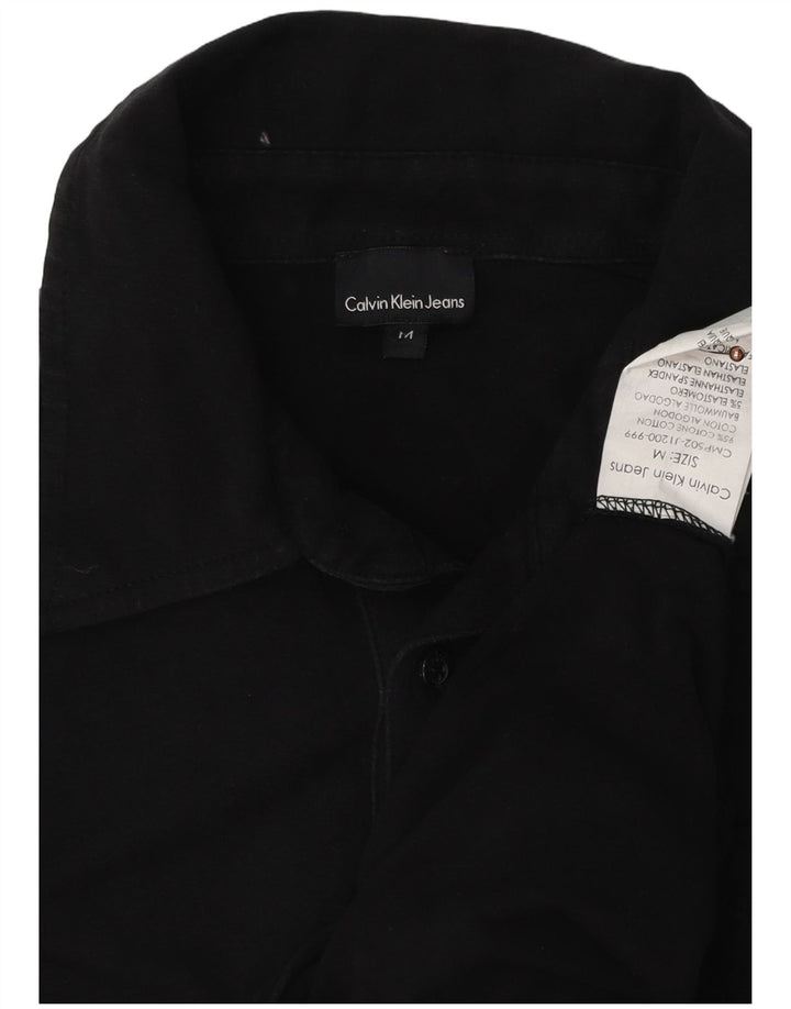CALVIN KLEIN Mens Long Sleeve Polo Shirt Medium Black Cotton