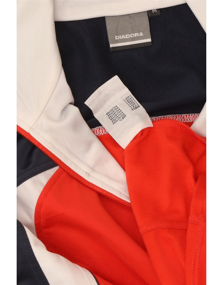 DIADORA Mens Tracksuit Top Jacket Medium Red Colourblock Polyester