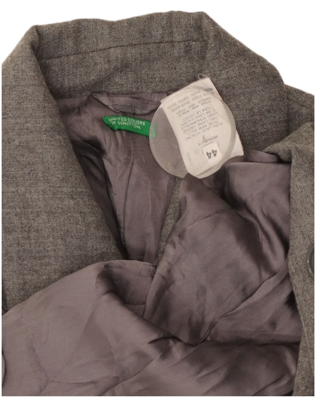 Benetton Womens 5 Button Blazer Jacket IT 44 Medium Grey Virgin Wool