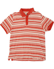 FAT FACE Mens Polo Shirt Large Red Striped Cotton