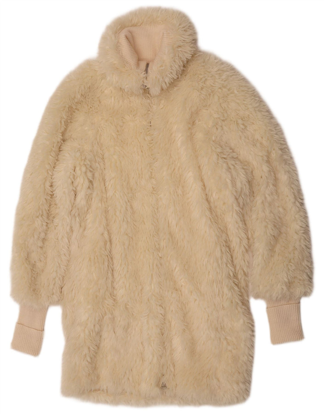 Gas Womens Faux Fur Overcoat UK 14 Medium Off White