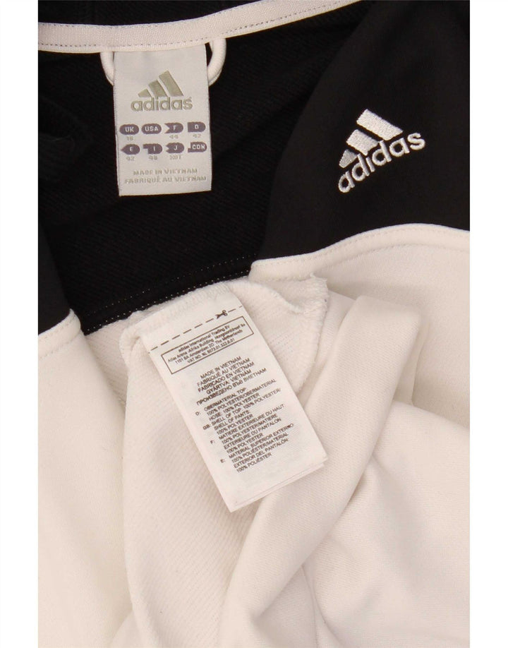 Adidas Womens Zip Hoodie Sweater UK 16 Large White Colourblock Polyester