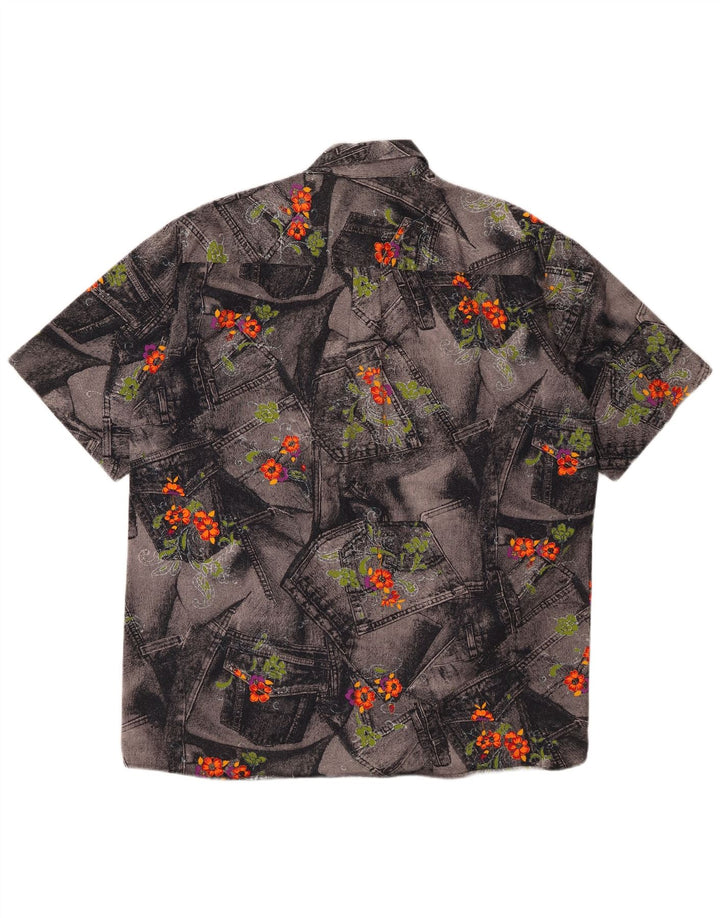 JUPITER Mens Short Sleeve Shirt Size 15 5 Medium Grey Floral