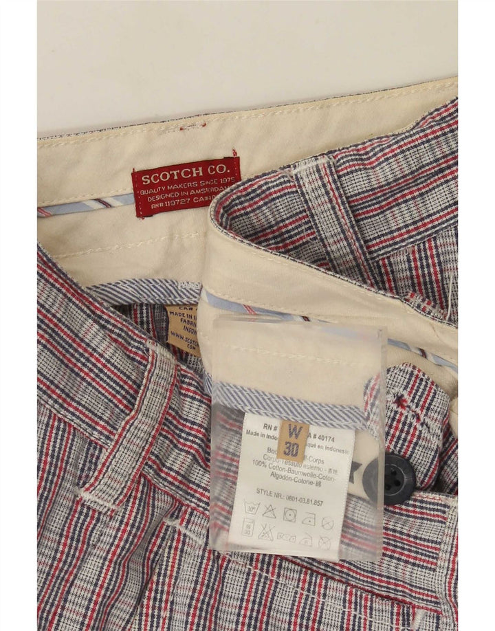 Scotch & Soda Mens Chino Shorts W30 Medium Multicoloured Check Cotton