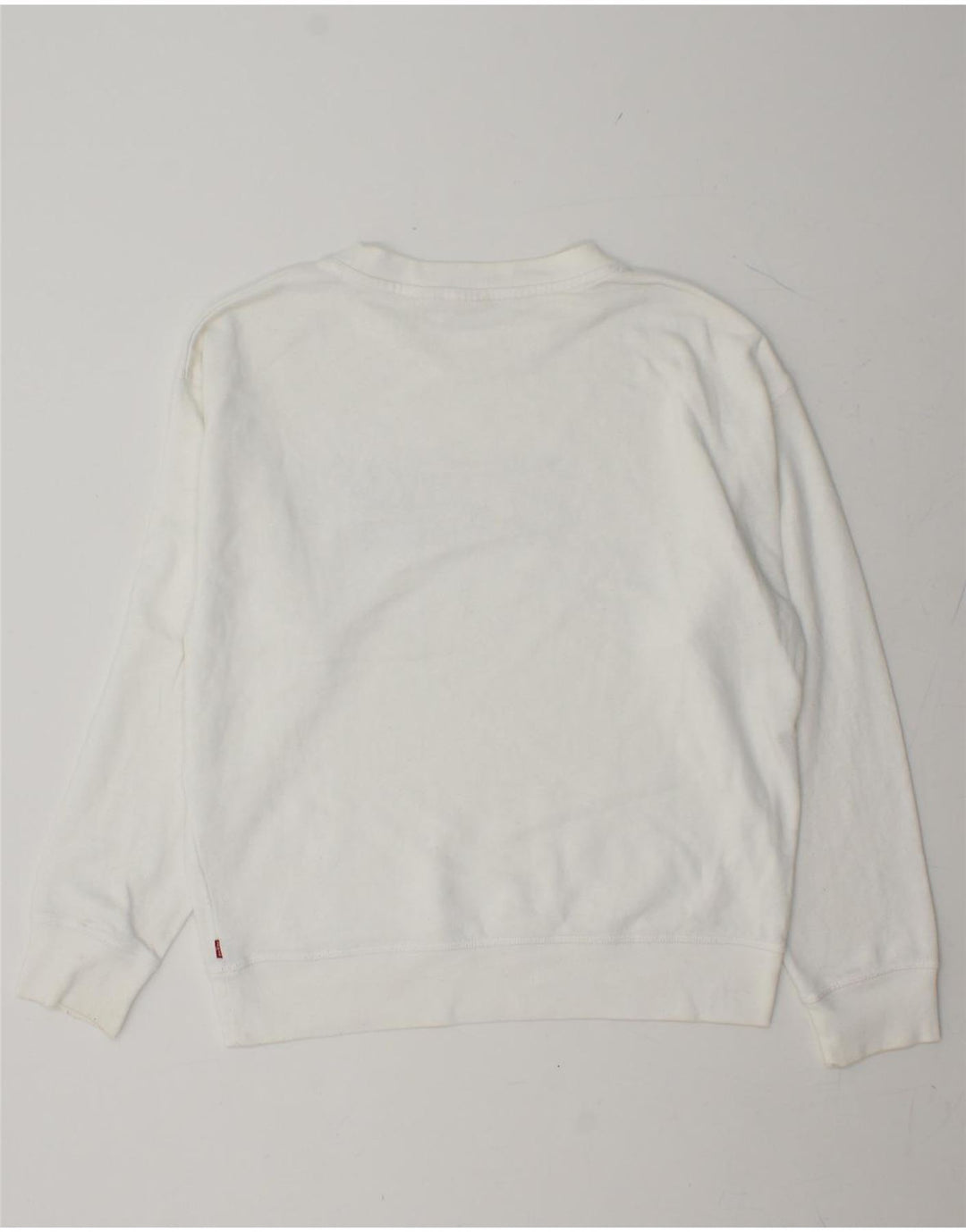 LEVI'S Womens Graphic Sweatshirt Jumper UK 14 Medium White Vintage Levi's and Second-Hand Levi's from Messina Hembry 
