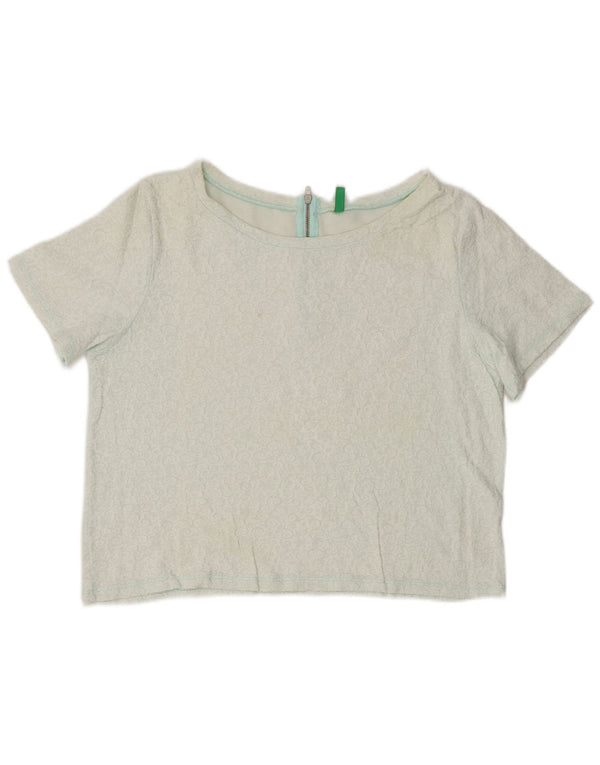 BENETTON Womens Crop Blouse Top UK 14 Medium White