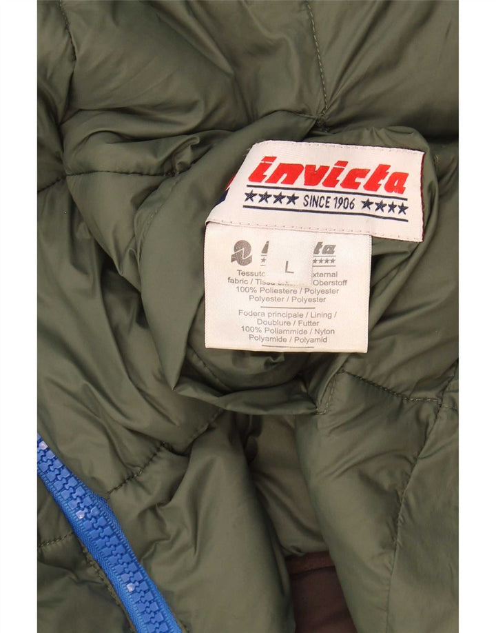Invicta Mens Hooded Reversible Padded Jacket UK 40 Large Brown Polyester