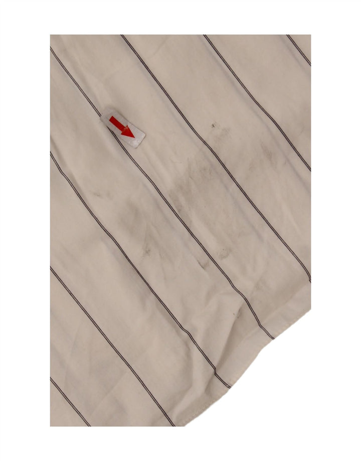 ALEA Mens Short Sleeve Shirt Size 42 16 1/2 Large White Pinstripe
