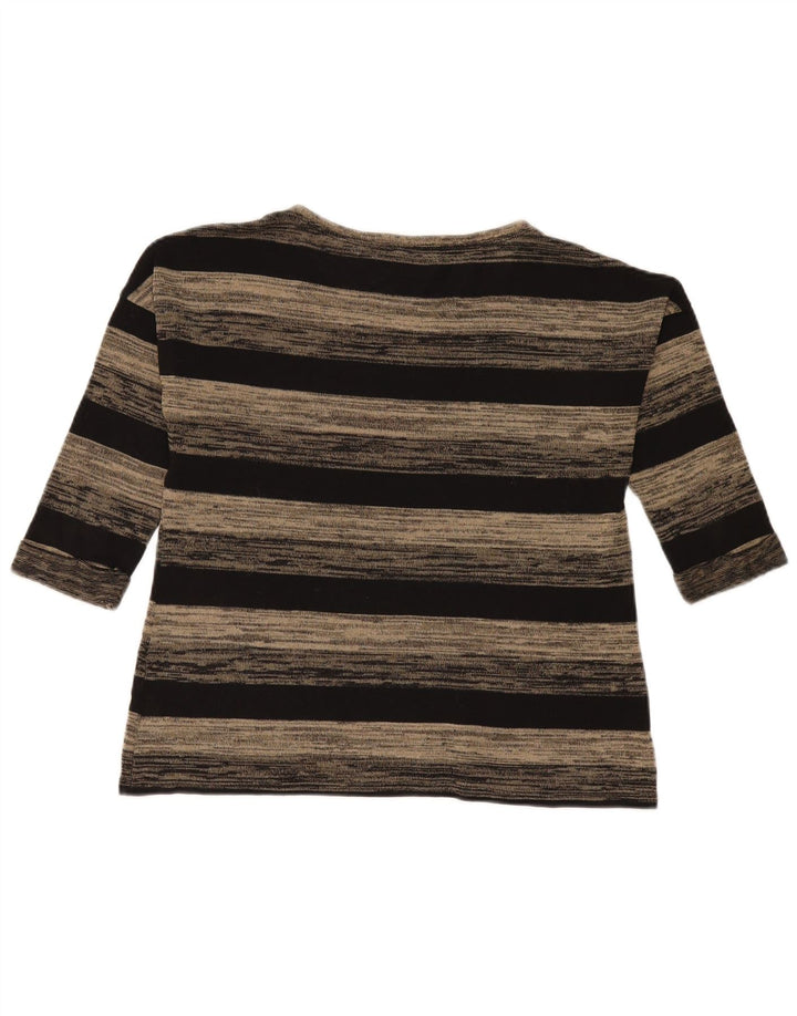 Marks & Spencer Womens Oversized Top 3/4 Sleeve UK 10 Small Grey Striped