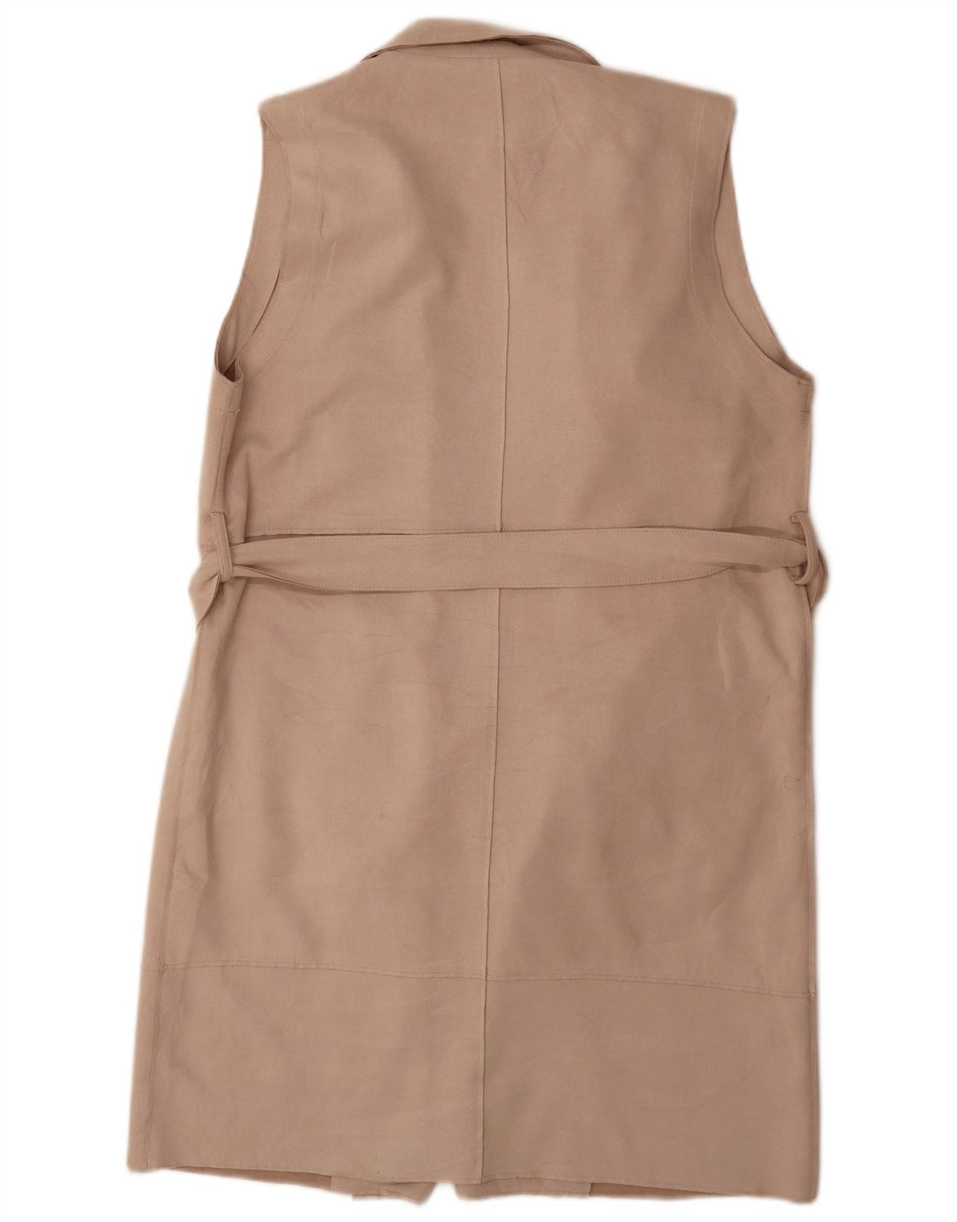 Zara Womens Longline Gilet UK 16 Large Beige Polyester