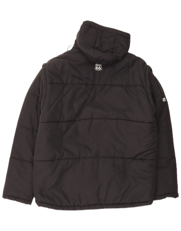 Route 66 Mens Hooded Padded Jacket UK 40 Large Black Polyamide