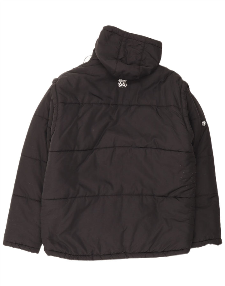Route 66 Mens Hooded Padded Jacket UK 40 Large Black Polyamide
