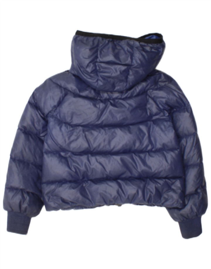 Moncler Girls Crop Hooded Padded Jacket 11-12 Years Blue Polyamide