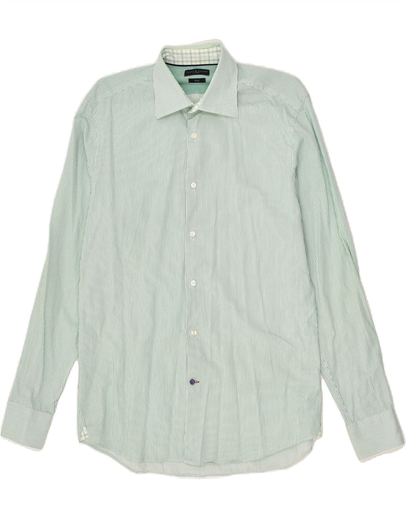 TOMMY HILFIGER Mens Tailored Fitted Shirt Size 40 15 1/2 Medium Green | Vintage Tommy Hilfiger | Thrift | Second-Hand Tommy Hilfiger | Used Clothing | Messina Hembry 