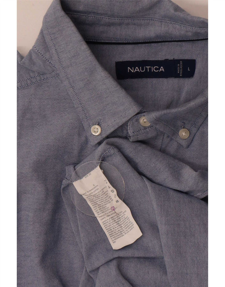 Nautica Mens Short Sleeve Shirt Large Blue Cotton