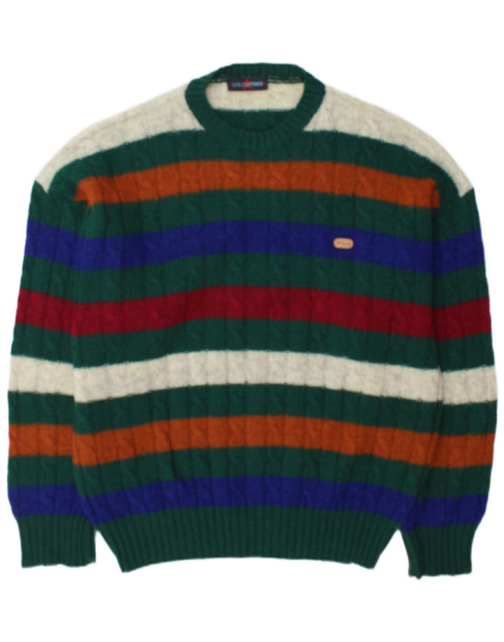 Les Copains Mens Crew Neck Jumper Sweater XL Multicoloured Striped Wool