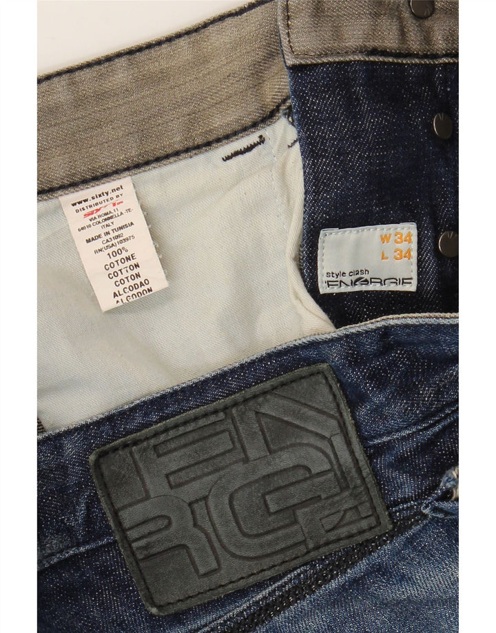 Energie Mens Distressed Straight Jeans W34 L29 Blue Cotton