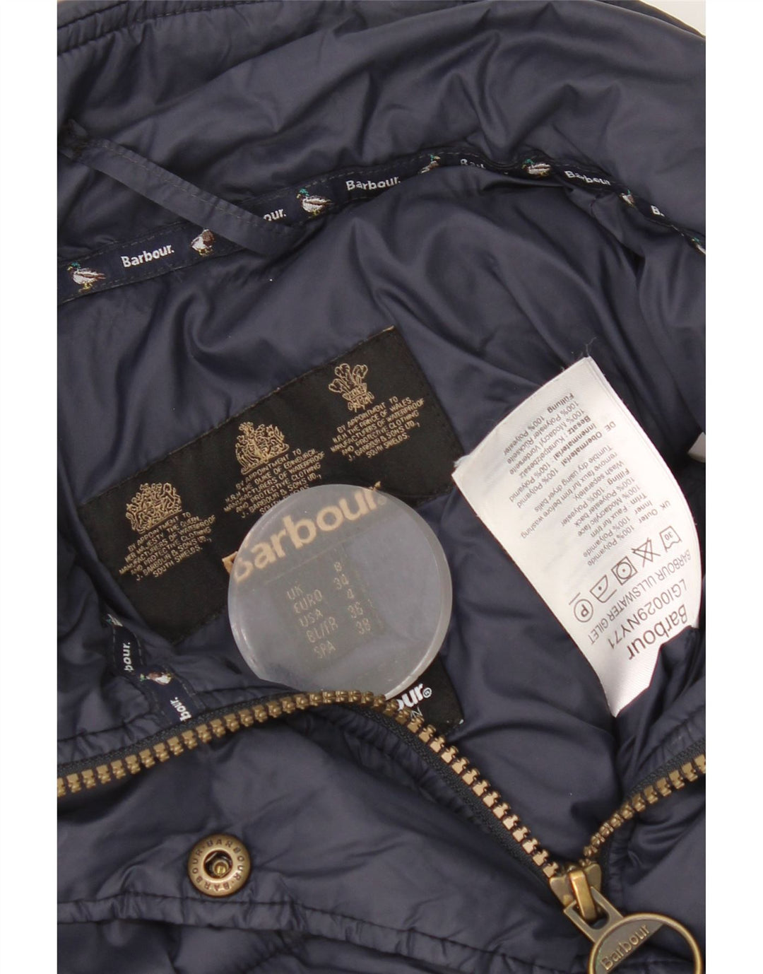 Barbour Womens Padded Gilet UK 8 Small Navy Blue Polyamide