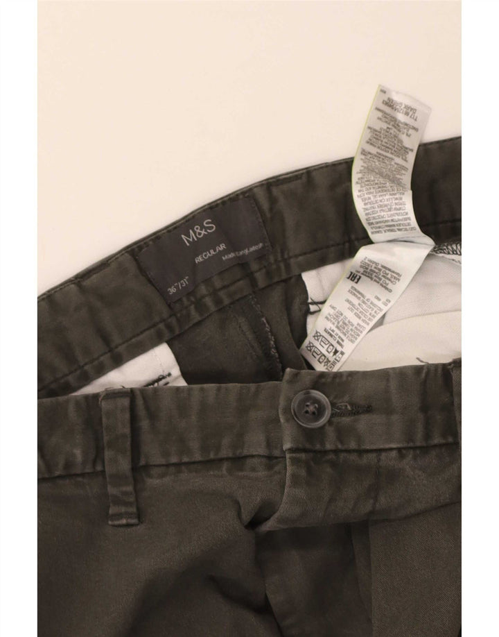 Marks & Spencer Womens Regular Fit Chino Trousers W36 L30 Khaki Cotton