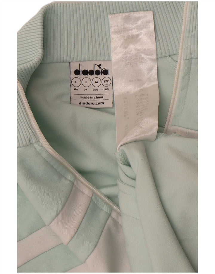 Diadora Womens Tracksuit Top Jacket Large Green Colourblock Polyester