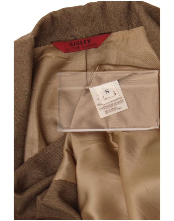 Sisley Womens 4 Button Blazer Jacket UK 10 Small Brown Viscose