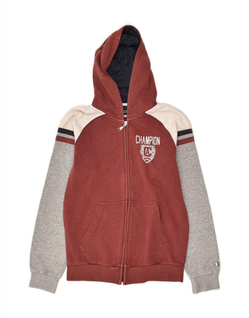 CHAMPION Boys Graphic Zip Hoodie Sweater 11-12 Years Large Burgundy | Vintage Champion | Thrift | Second-Hand Champion | Used Clothing | Messina Hembry 