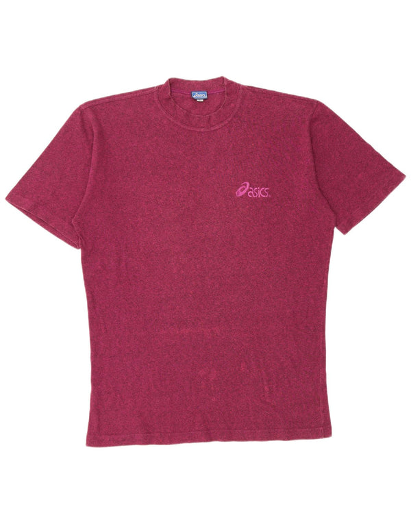 Asics Mens T-Shirt Top Large Burgundy Flecked Cotton