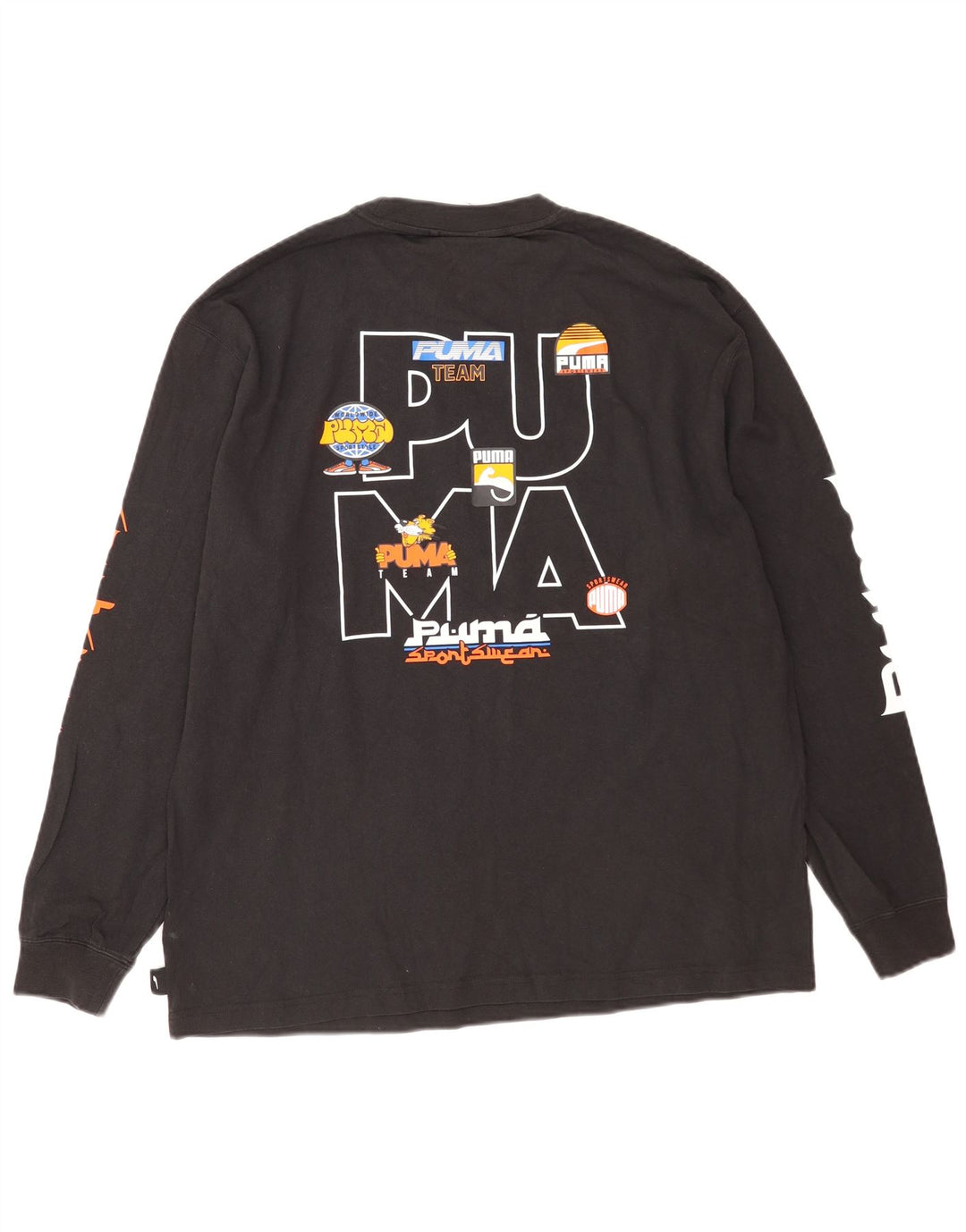 Puma Mens Graphic Top Long Sleeve Large Black Cotton