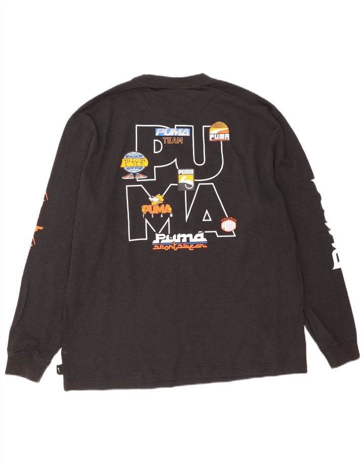 Puma Mens Graphic Top Long Sleeve Large Black Cotton