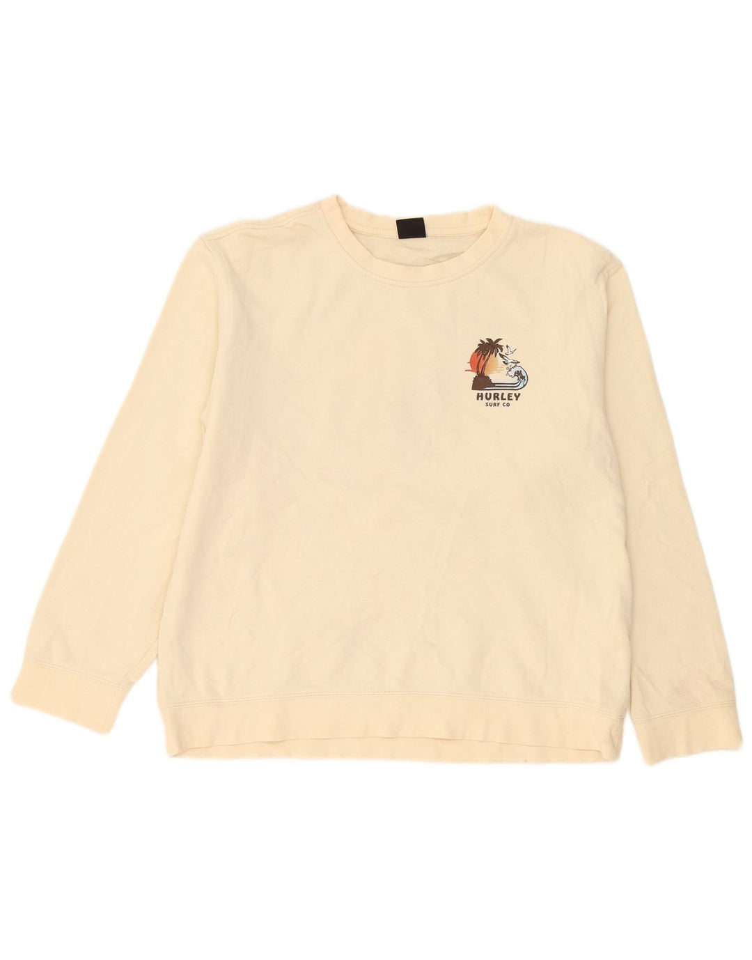 Hurley Mens Graphic Sweatshirt Jumper Medium Beige Cotton