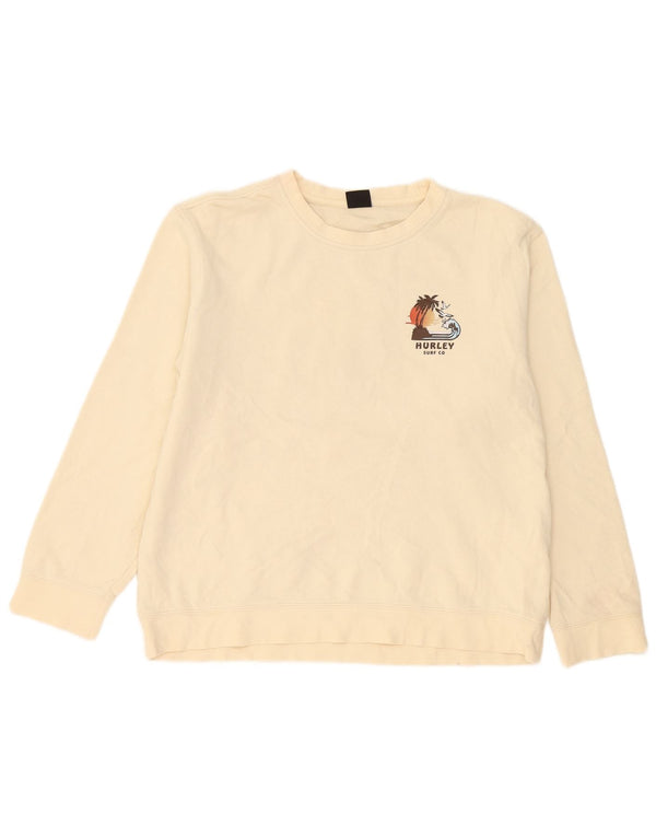 Hurley Mens Graphic Sweatshirt Jumper Medium Beige Cotton